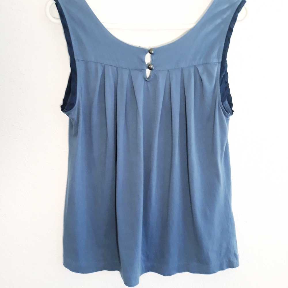 Anthropologie Deletta Blue Jewel Beaded Tank Top - Size Medium Embellished Tank - Picture 2 of 5